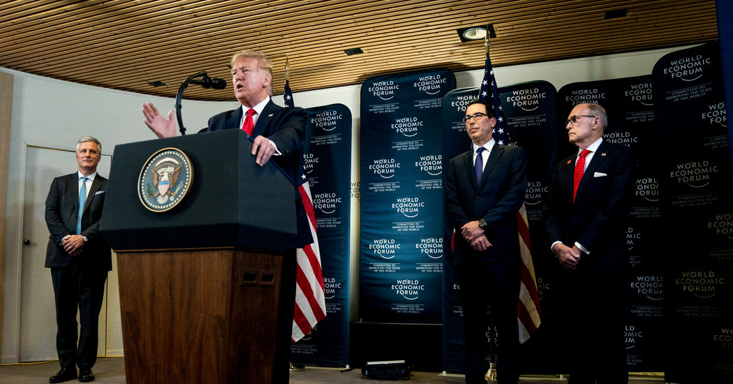 Trump, in Davos to Discuss Commerce, Lashes Out at Enemies Again House