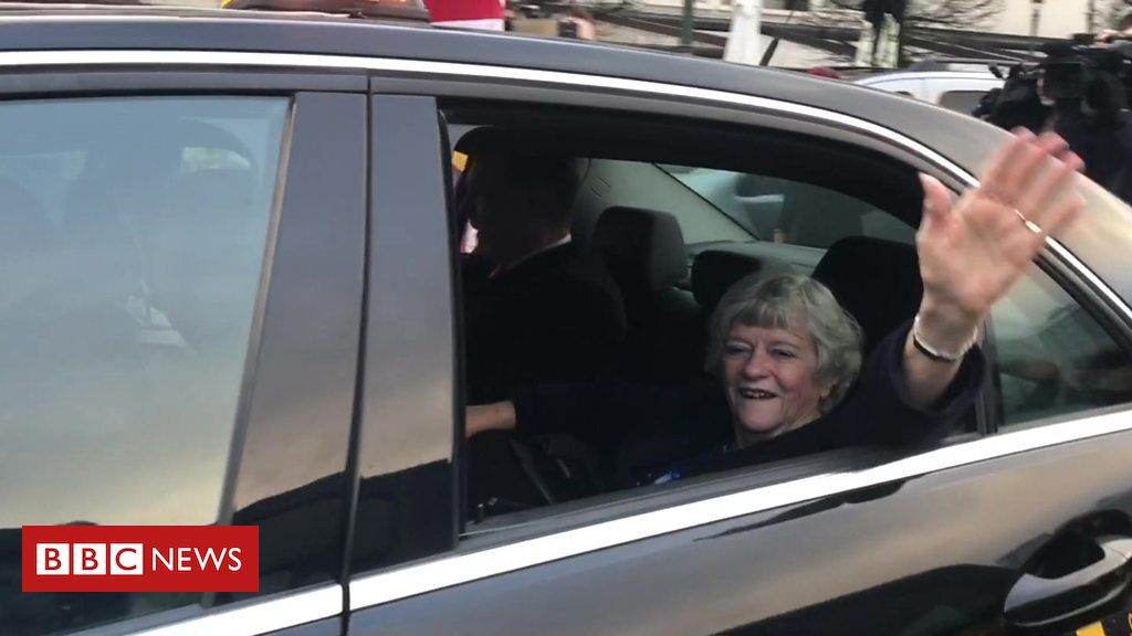 Brexit Social gathering MEP Widdecombe leaves depart EU Parliament, led by a bagpiper