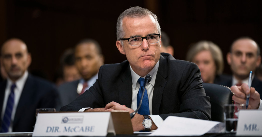 Andrew McCabe, Ex-F.B.I. Official, Will Not Be Charged in Mendacity Case