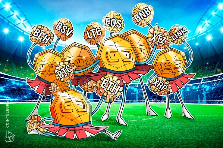 BTC, ETH, XRP, BCH, BSV, LTC, EOS, BNB, XTZ, LINK
