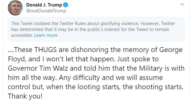 Trump tweeted flagged for violating Twitter phrases of service