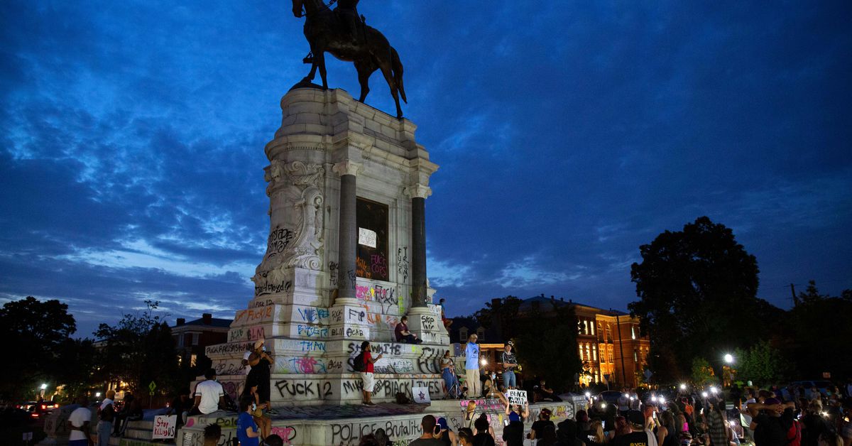 Protesters pull down a Accomplice statue in Richmond as others fall throughout the South