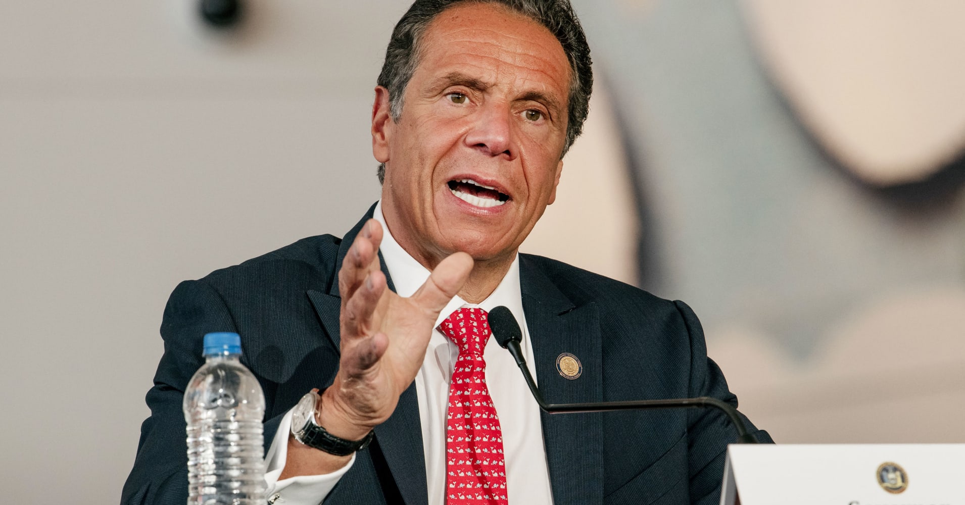 New York Gov. Andrew Cuomo holds a press convention on the coronavirus outbreak