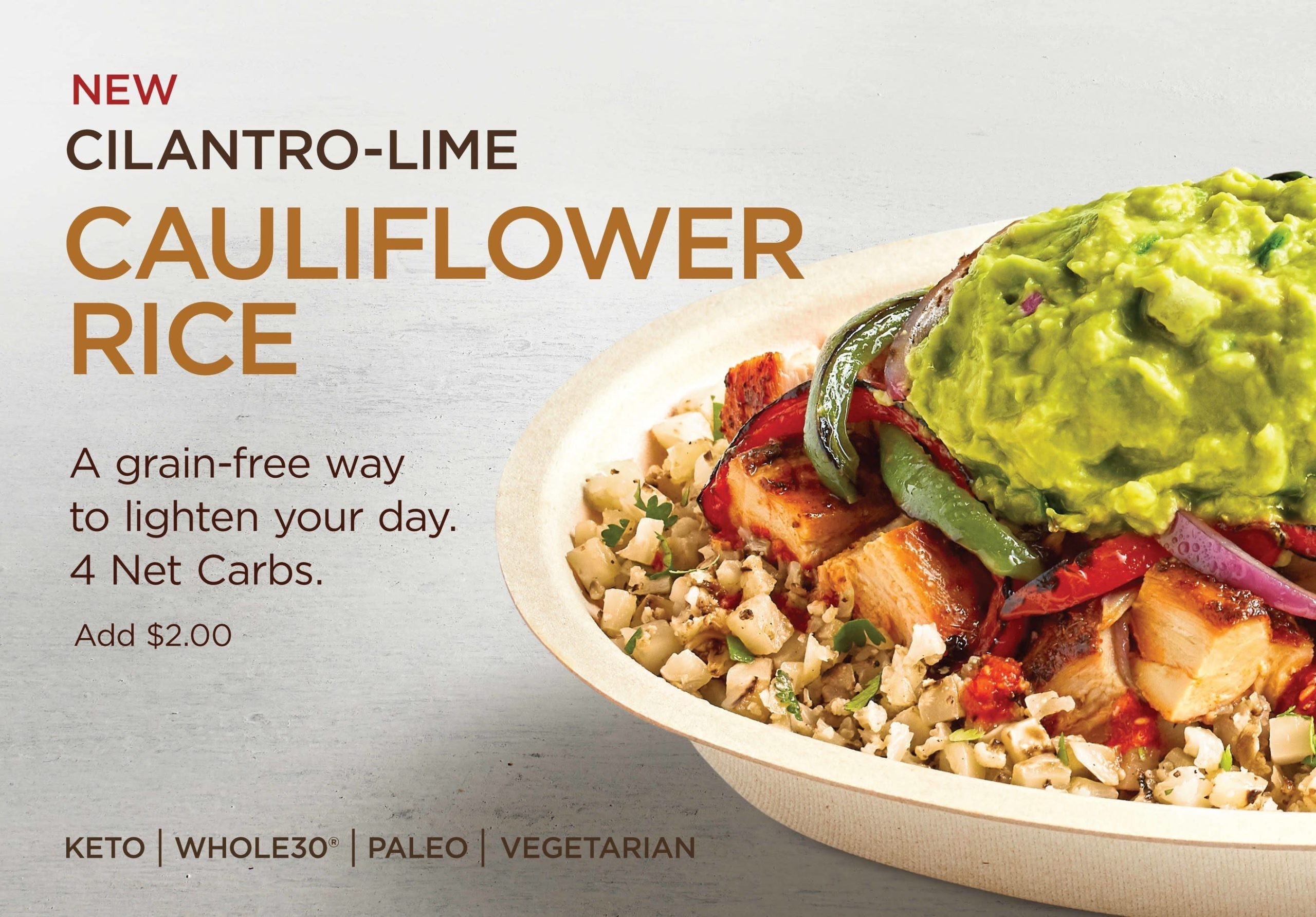 Chipotle will take a look at cauliflower rice as customers observe grain-free diets