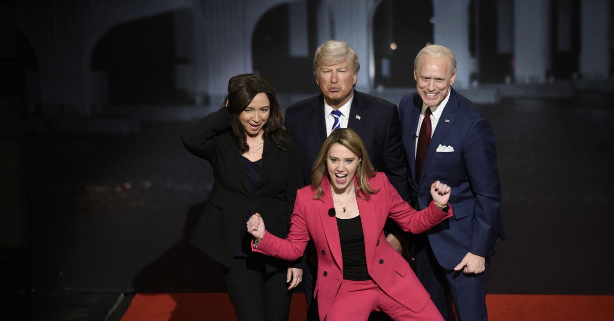SNL takes on dueling Trump and Biden city halls in its chilly open