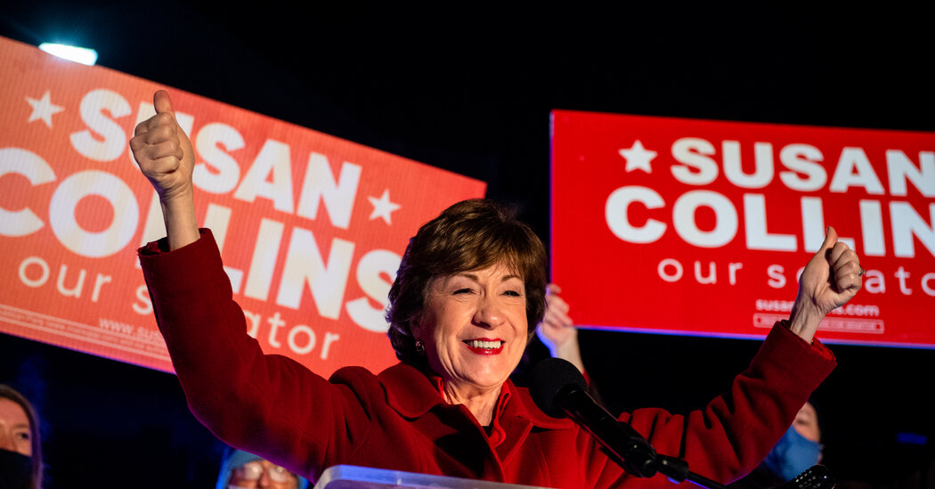 Senator Susan Collins of Maine is re-elected, additional dimming Democratic hopes of Senate management.