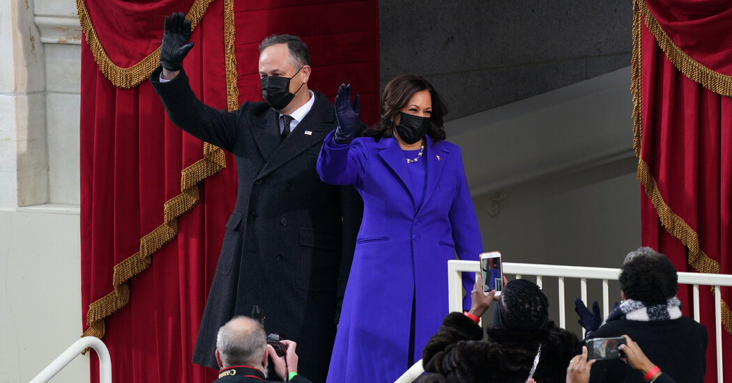 Purple was a preferred coloration on the inauguration and masks had been the must-have accent.