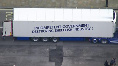 Lorry drivers protest at post-Brexit fish export guidelines