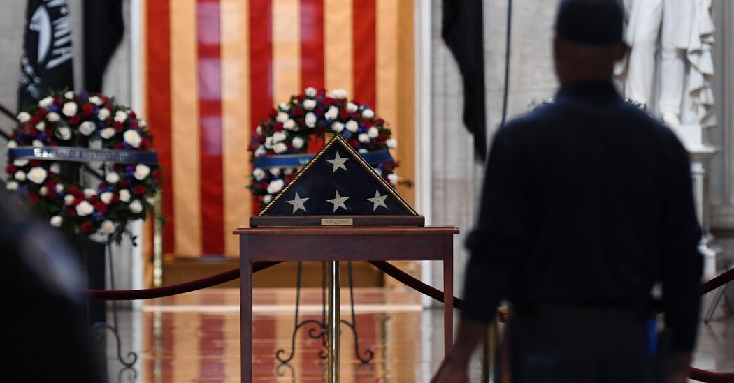 President Biden traveled to the Capitol to pay respects to Brian Sicknick, the officer who died from accidents sustained on the Capitol riot.