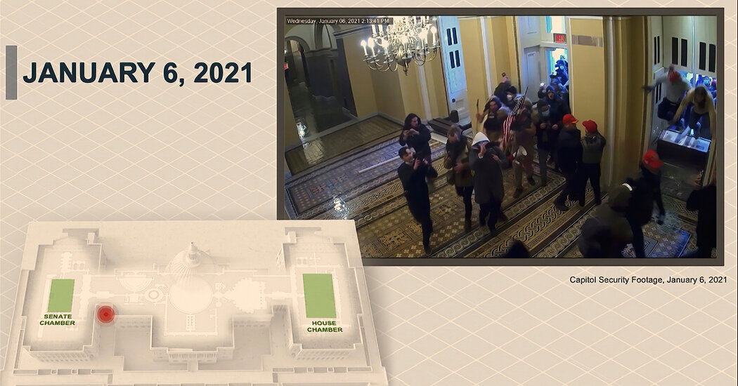 Home managers present senators beforehand unseen, graphic Capitol safety footage from Jan. 6.