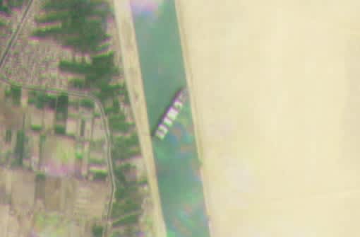 Satellite tv for pc imagery of ship Ever Given blocking Egypt’s Suez Canal