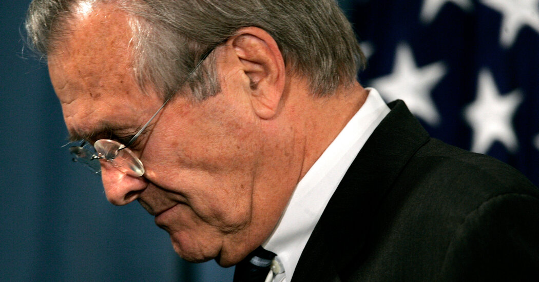Donald Rumsfeld, Architect of Warfare in Afghanistan, Is Laid to Relaxation