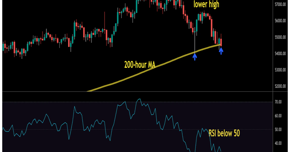 Bitcoin Hovers Near 200-Hour MA Support; Resistance at $56.6K — CoinDesk