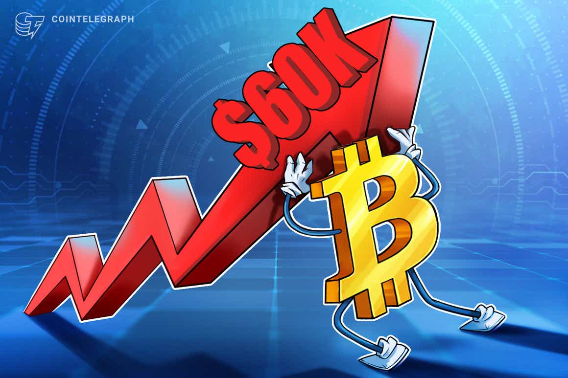 Bitcoin price seesaws beneath $60K as anticipation builds for fresh BTC ‘short squeeze’