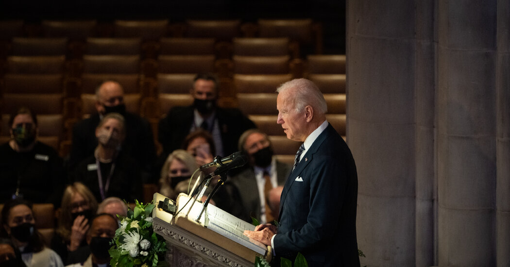 Biden Lauds Dole at Funeral, Says He ‘Lived by a Code of Honor’