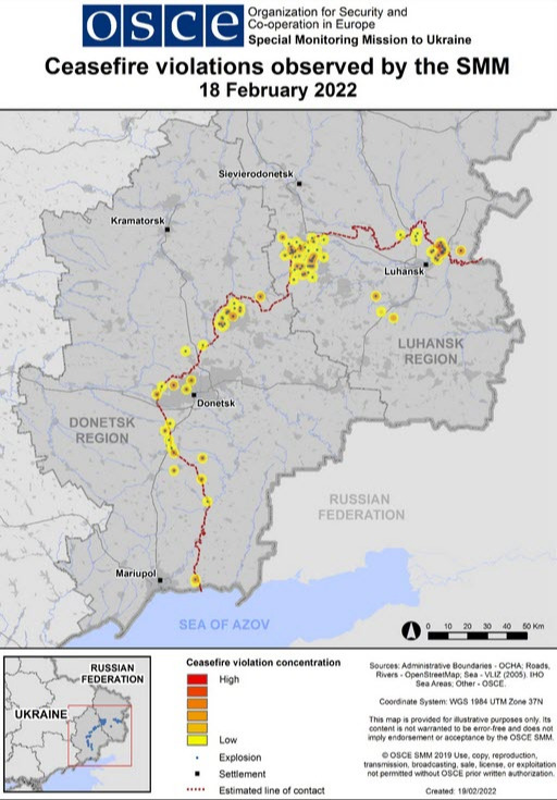 Widespread fighting reported along the Donbas border