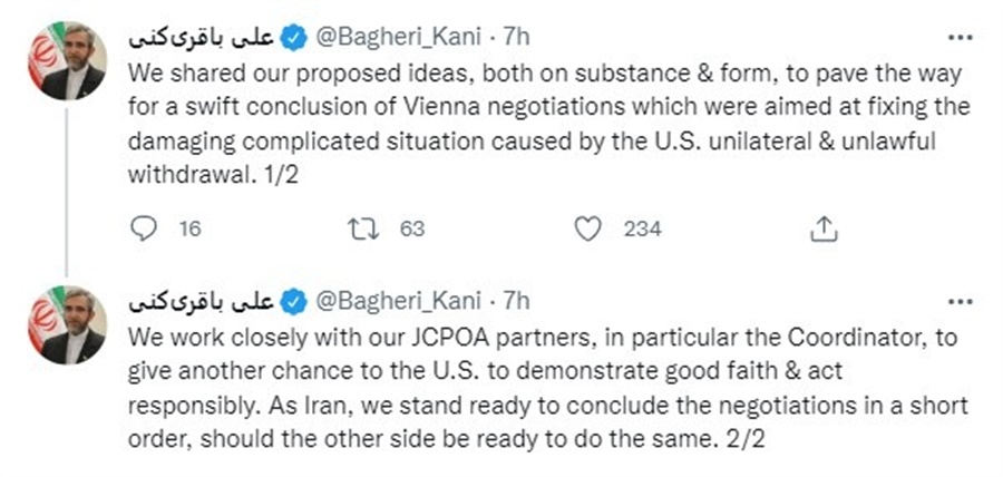 Weekend Iran tweets – want to get to a nuke deal with the US and world