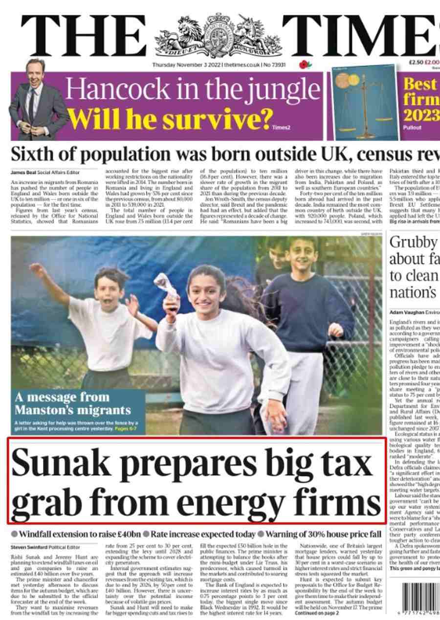 UK PM Sunak to extend ‘windfall taxes’ on oil & gas firms for 5 years: raising 40bn GBP