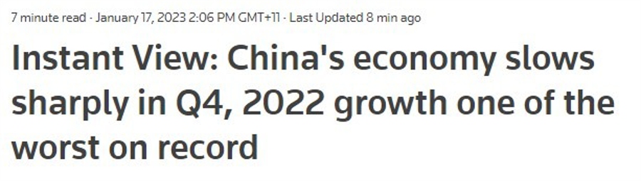 US traders will return to headlines: China’s economy Q4 growth one of the worst on record
