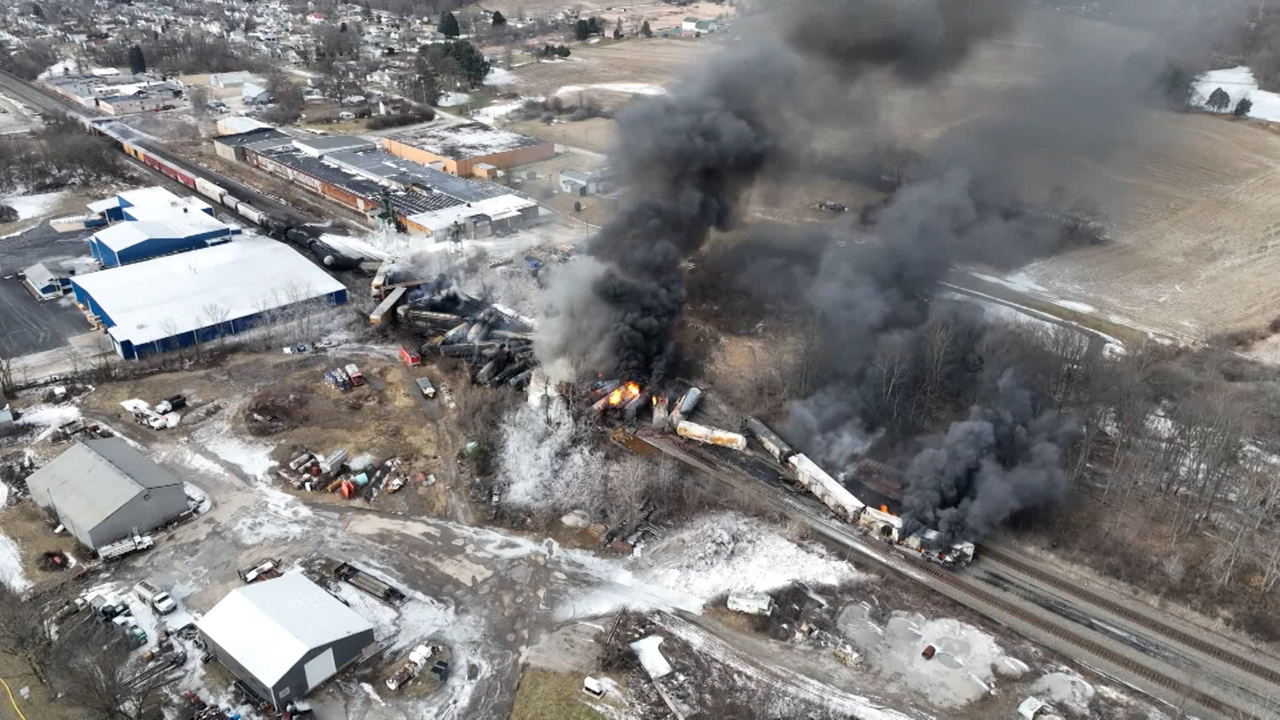 Watch: Ohio train derailment leads to massive flames, toxic fumes