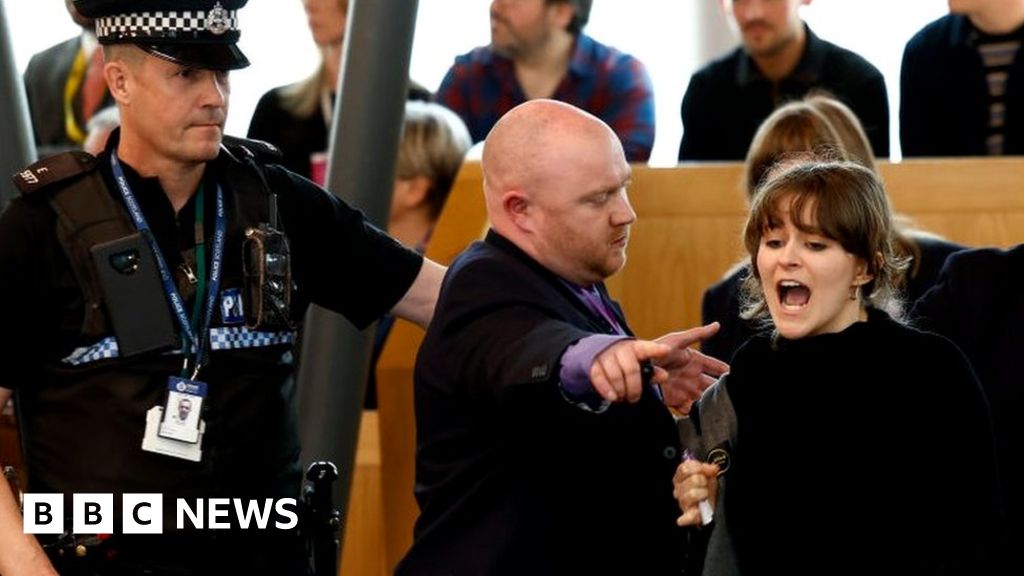 Protests repeatedly halt first minister’s questions