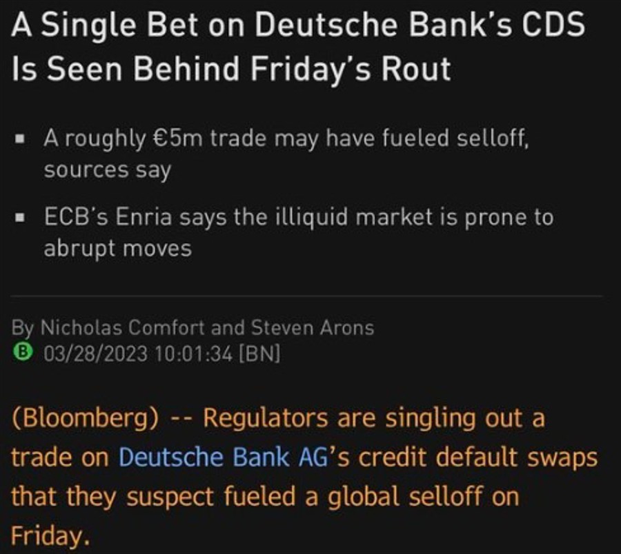 Its looking like one trade, a $5.4mn one, triggered “Deutsche Bank” global rout on Friday