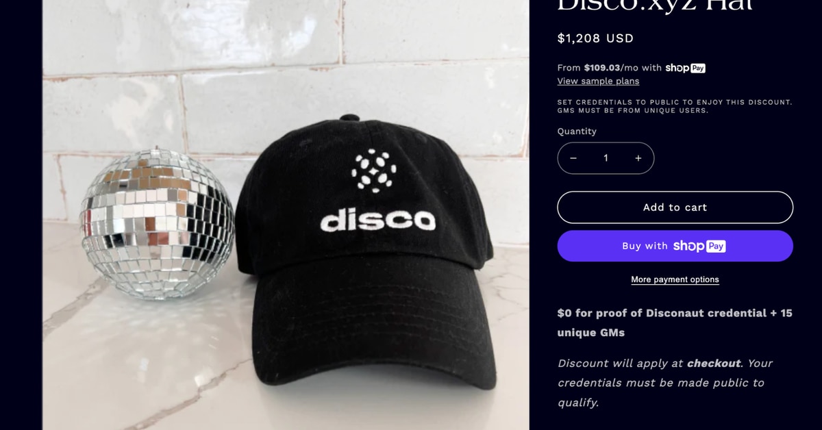 Why Disco, a Digital Identity Company, Is Selling Swag Baseball Caps For $1,200 USD