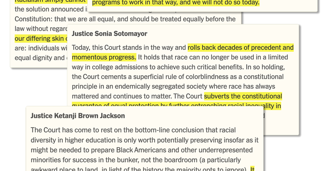 Read Key Sections of the Supreme Court’s Affirmative Action Ruling
