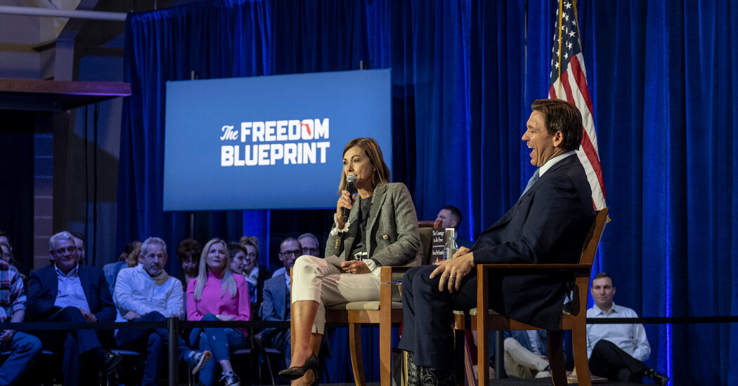 Trump and DeSantis Are Battling for Iowa Voters. And for Its Governor, Too.