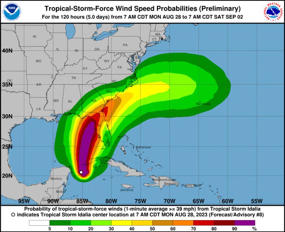 Tropical storm Idalia set for collision with Florida