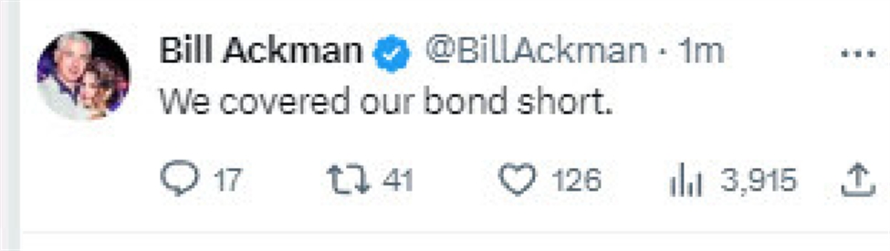 Bill Ackman says he covered his bond short