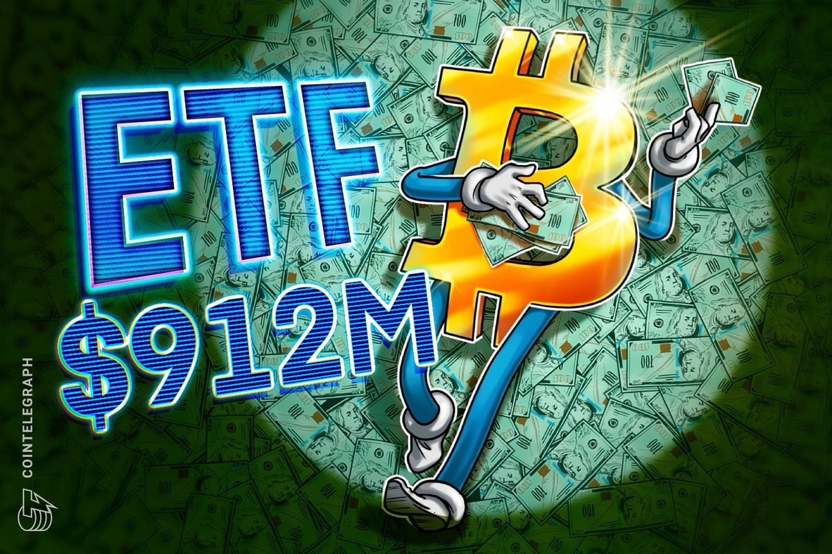 Bitcoin ETFs log $912M inflows in ‘dramatic’ investor sentiment boost